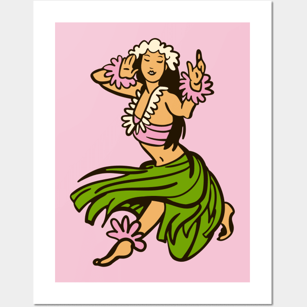 Hawaiian Hula Dancer Illustration Wall Art by SLAG_Creative